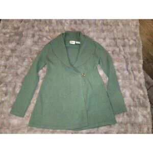 Neiman Marcus 100% Cashmere Women's Wrap Cardigan Size Small Sage Green (Holes)